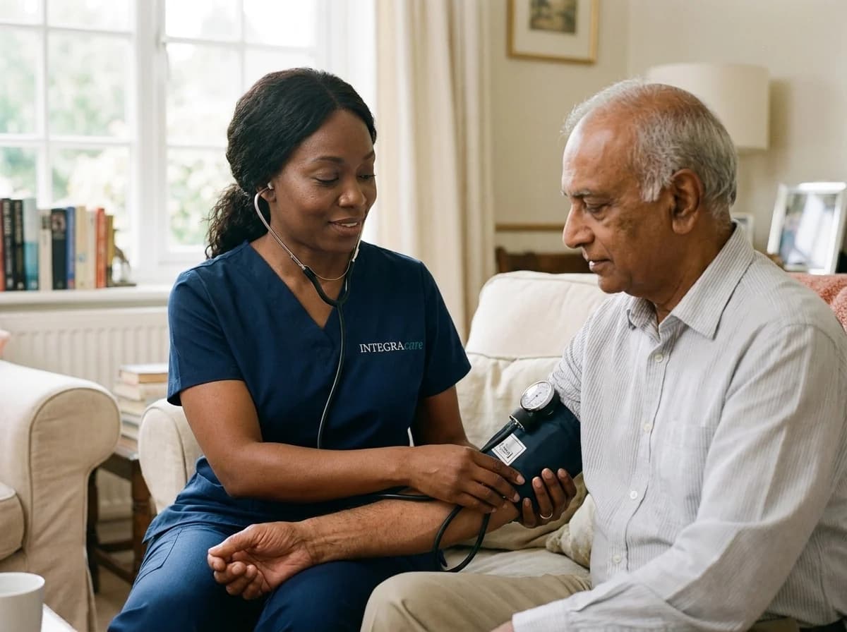 A caregiver providing attentive support at home
