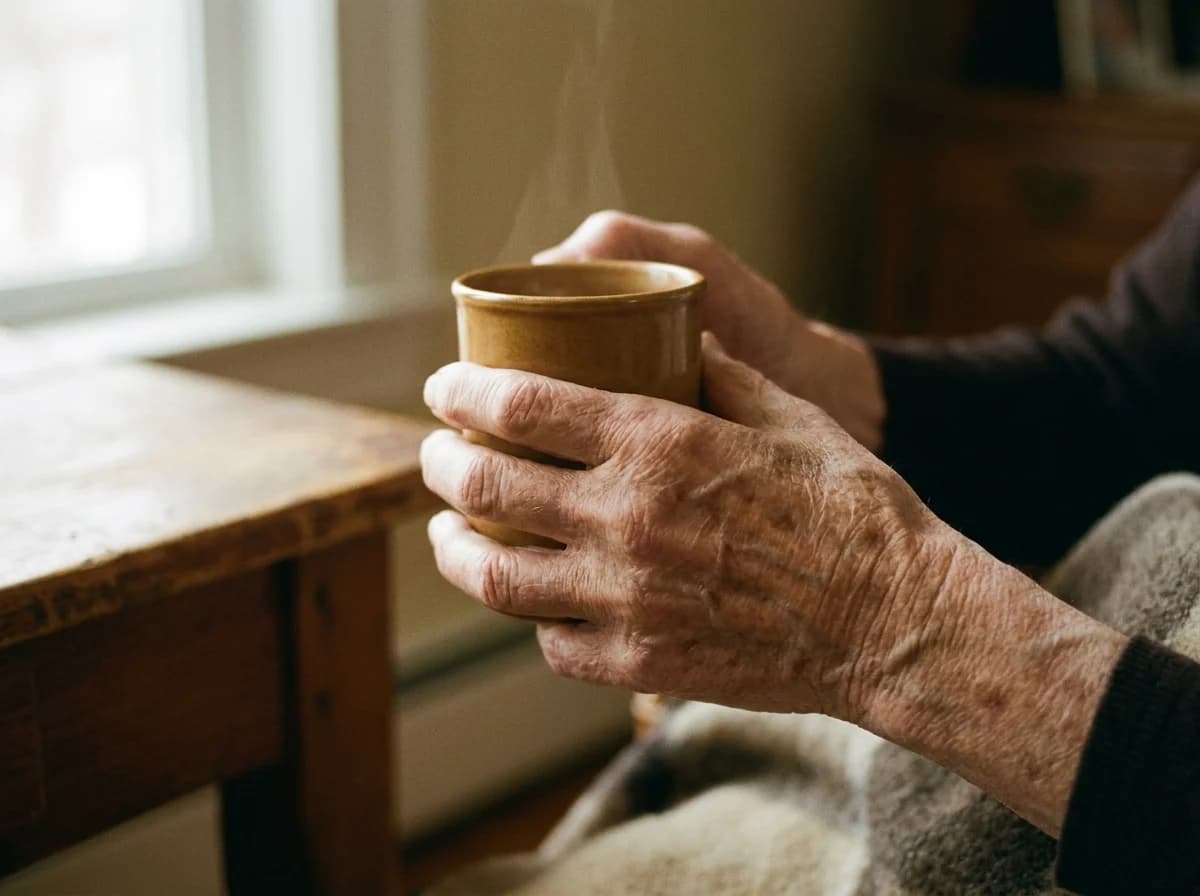A senior and caregiver reviewing health condition information