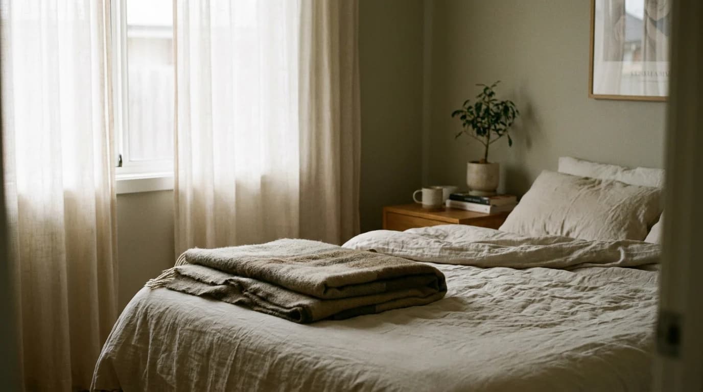 A calm, comfortable bedroom prepared for recovery at home
