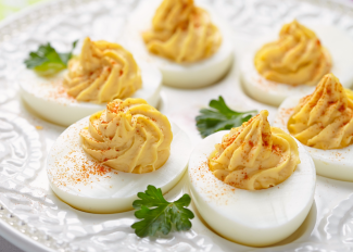 Plate of deviled eggs, great summer snack for a senior