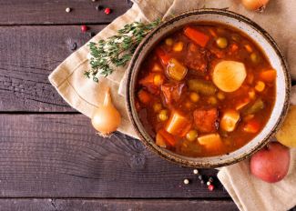 Healthy, hearty bowl of soup for senior to eat