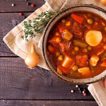 Healthy, hearty bowl of soup for senior to eat